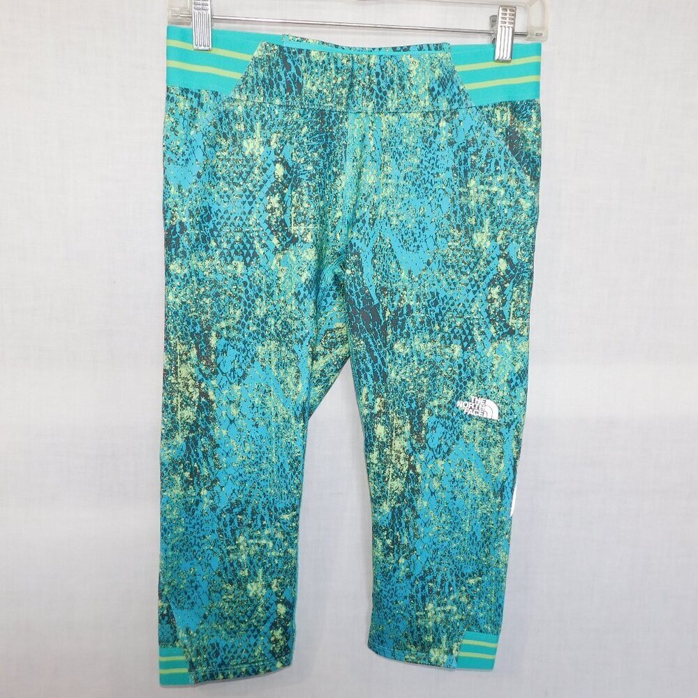 The North Face Motus Teal Blue Green Capri Leggings Tights Activewear Womens M